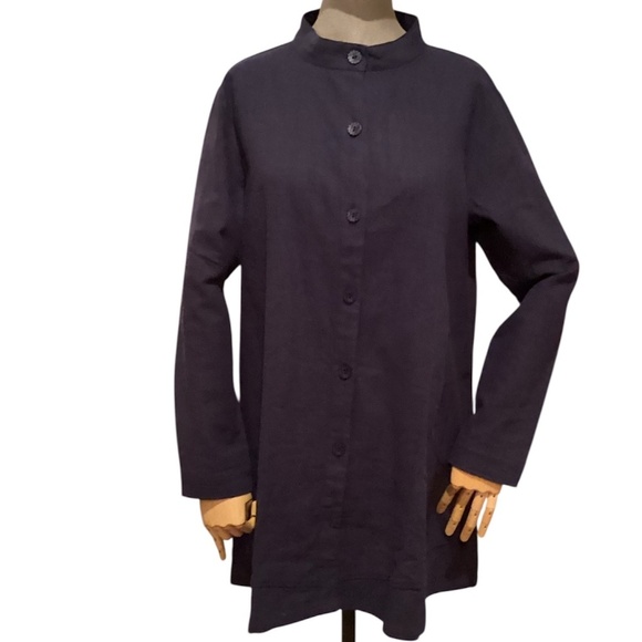 NWT Cotton Linen blend dress / cover up, navy blue, size medium - Picture 4 of 9